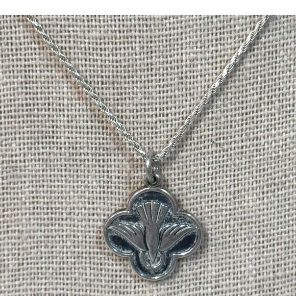 Vintage James Avery Sterling Silver Descending Dove Pendant Necklace Religious